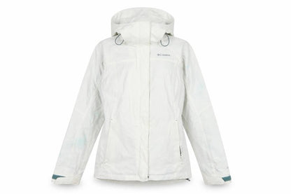 Columbia Women’s White Small Ski Jacket Hooded Waterproof Nylon