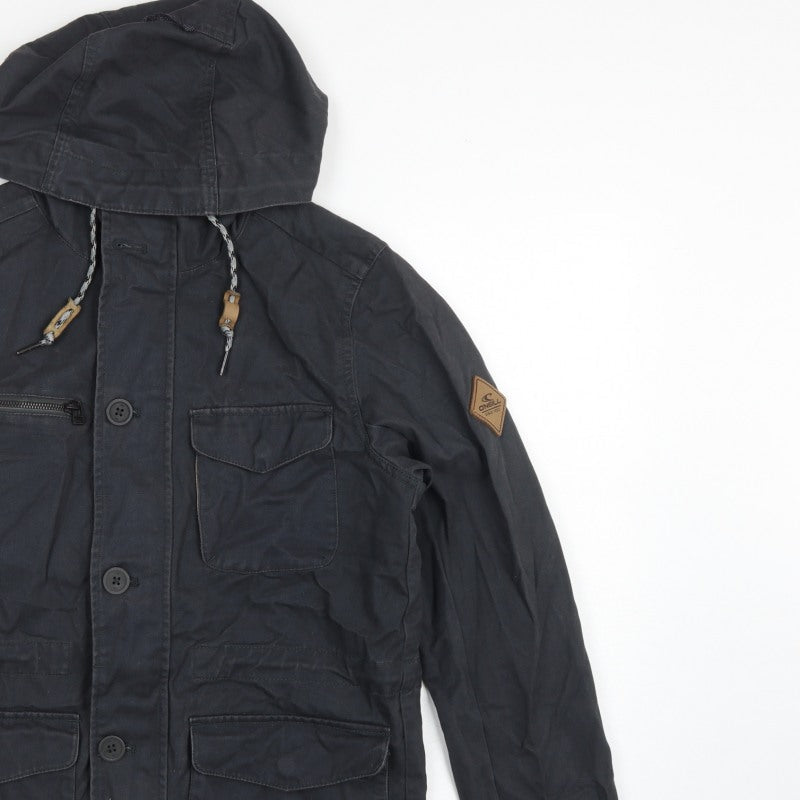 O'Neill Men's Black S Adventure Hooded Military Jacket Cotton Hyperdry