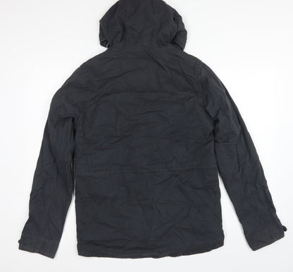 O'Neill Men's Black S Adventure Hooded Military Jacket Cotton Hyperdry