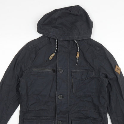 O'Neill Men's Black S Adventure Hooded Military Jacket Cotton Hyperdry
