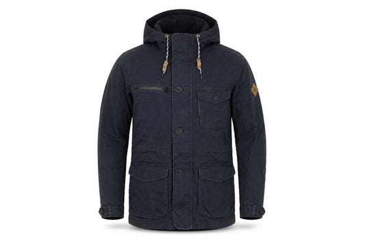 Front view of O'Neill Men's Black S Adventure Hooded Military Jacket Cotton Hyperdry