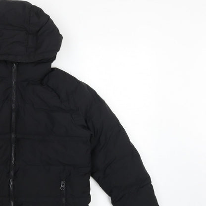 Next Boys Black 8 Years Hooded Puffer Jacket Full Zip Padded Winter Coat