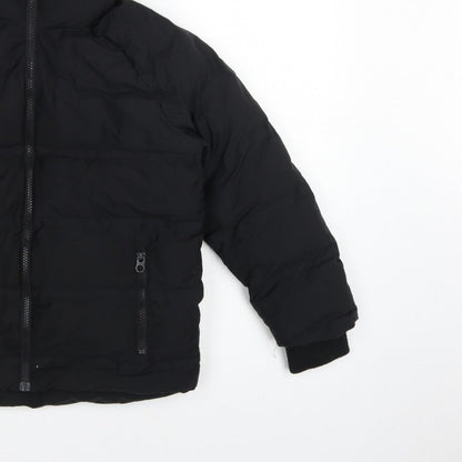 Next Boys Black 8 Years Hooded Puffer Jacket Full Zip Padded Winter Coat