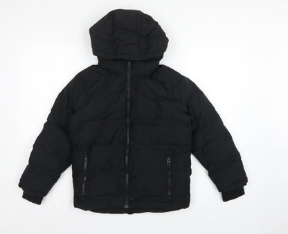 Next Boys Black 8 Years Hooded Puffer Jacket Full Zip Padded Winter Coat