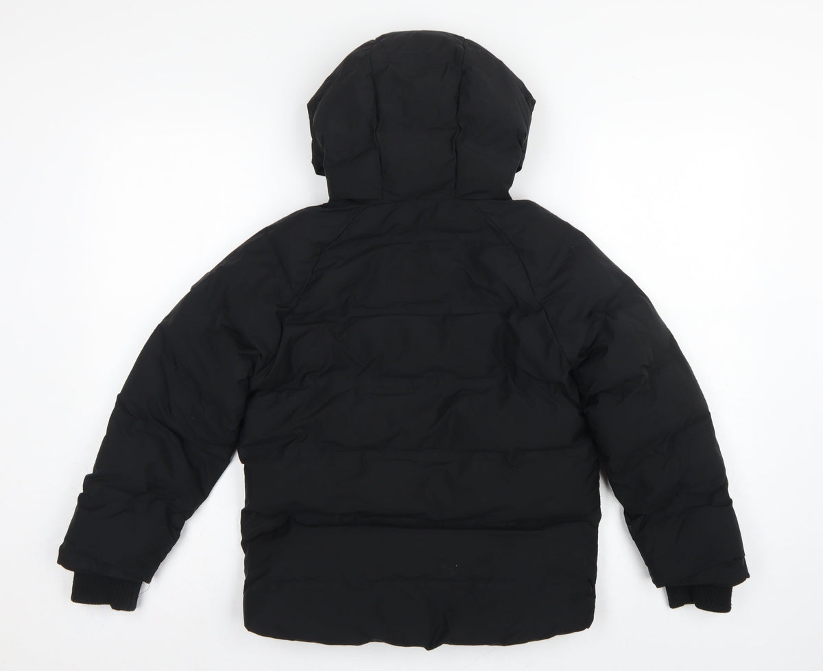 Next Boys Black 8 Years Hooded Puffer Jacket Full Zip Padded Winter Coat