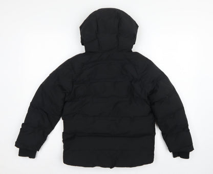 Next Boys Black 8 Years Hooded Puffer Jacket Full Zip Padded Winter Coat