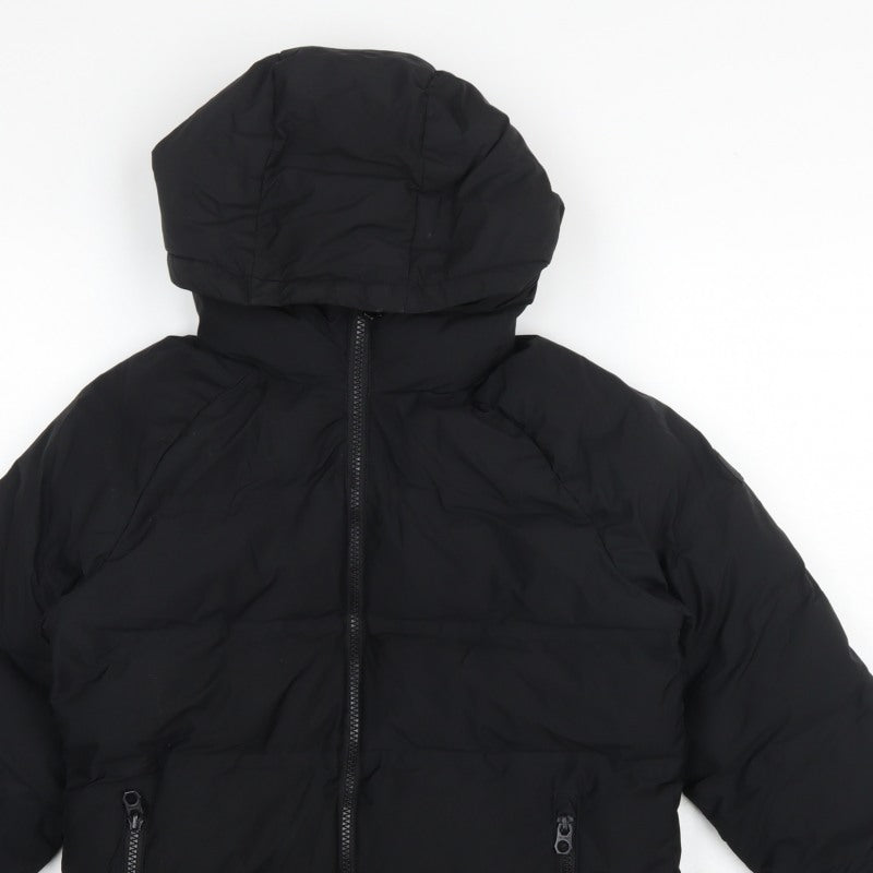 Next Boys Black 8 Years Hooded Puffer Jacket Full Zip Padded Winter Coat