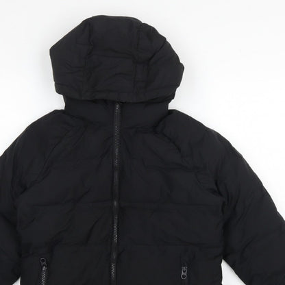 Next Boys Black 8 Years Hooded Puffer Jacket Full Zip Padded Winter Coat