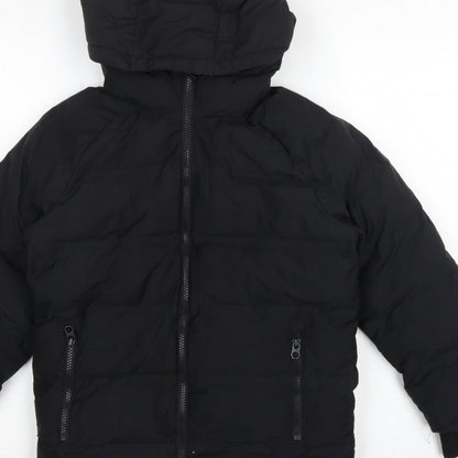 Next Boys Black 8 Years Hooded Puffer Jacket Full Zip Padded Winter Coat