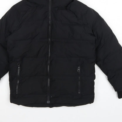 Next Boys Black 8 Years Hooded Puffer Jacket Full Zip Padded Winter Coat