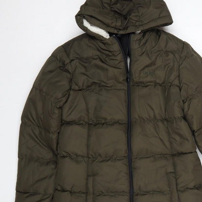 Lee Cooper Women’s Green UK 10 Hooded Quilted Puffer Jacket Coat