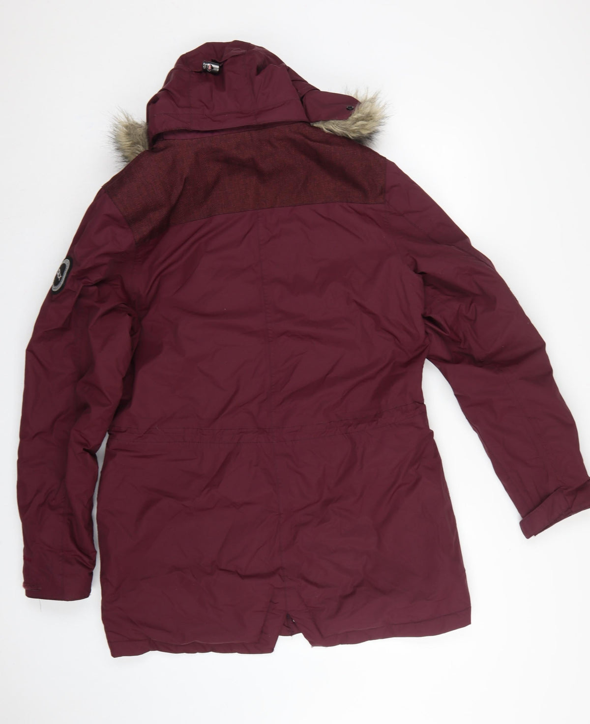 DLX Men’s Burgundy L Waterproof Hooded Parka Faux Fur Trim Coat