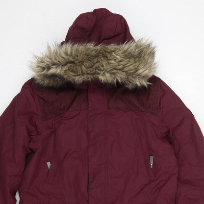 DLX Men’s Burgundy L Waterproof Hooded Parka Faux Fur Trim Coat