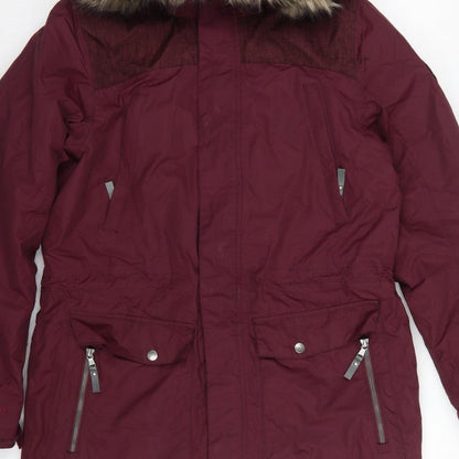 DLX Men’s Burgundy L Waterproof Hooded Parka Faux Fur Trim Coat