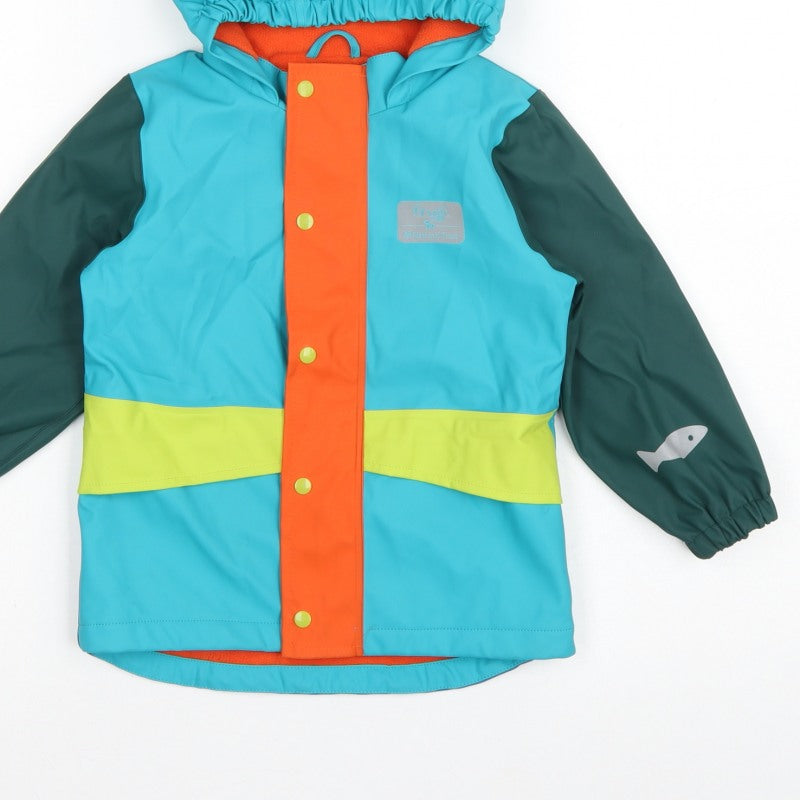 Frugi Boys Multicoloured 3-4 Years Hooded Fleece-Lined Rain Jacket