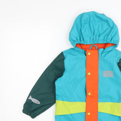 Frugi Boys Multicoloured 3-4 Years Hooded Fleece-Lined Rain Jacket