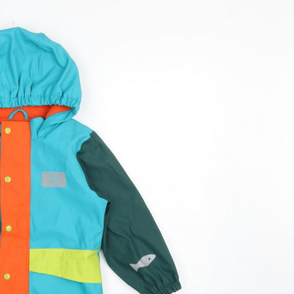 Frugi Boys Multicoloured 3-4 Years Hooded Fleece-Lined Rain Jacket