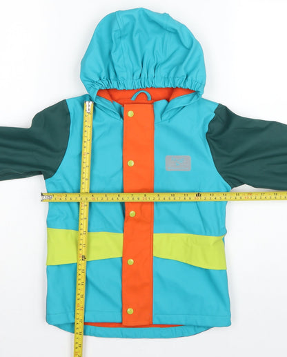 Frugi Boys Multicoloured 3-4 Years Hooded Fleece-Lined Rain Jacket