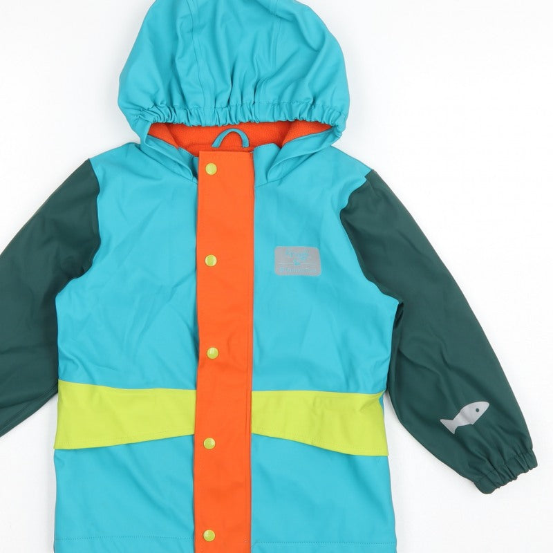 Frugi Boys Multicoloured 3-4 Years Hooded Fleece-Lined Rain Jacket