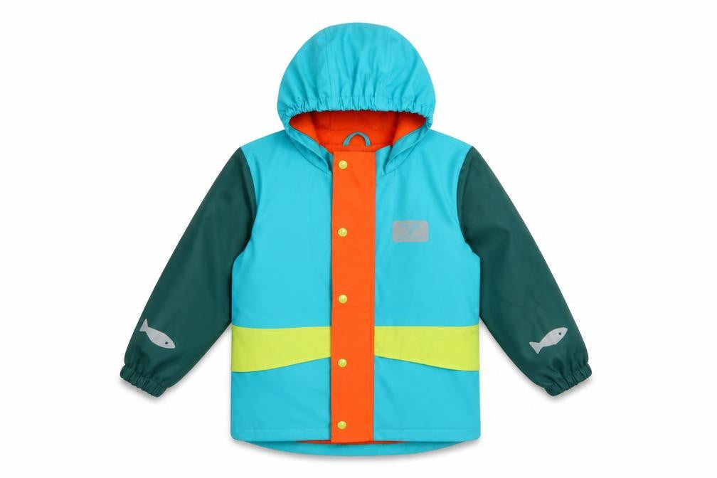 Frugi Boys Multicoloured 3-4 Years Hooded Fleece-Lined Rain Jacket