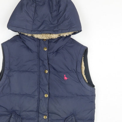 Jack Wills Women Blue UK 10 Hooded Down Puffer Gilet Bodywarmer