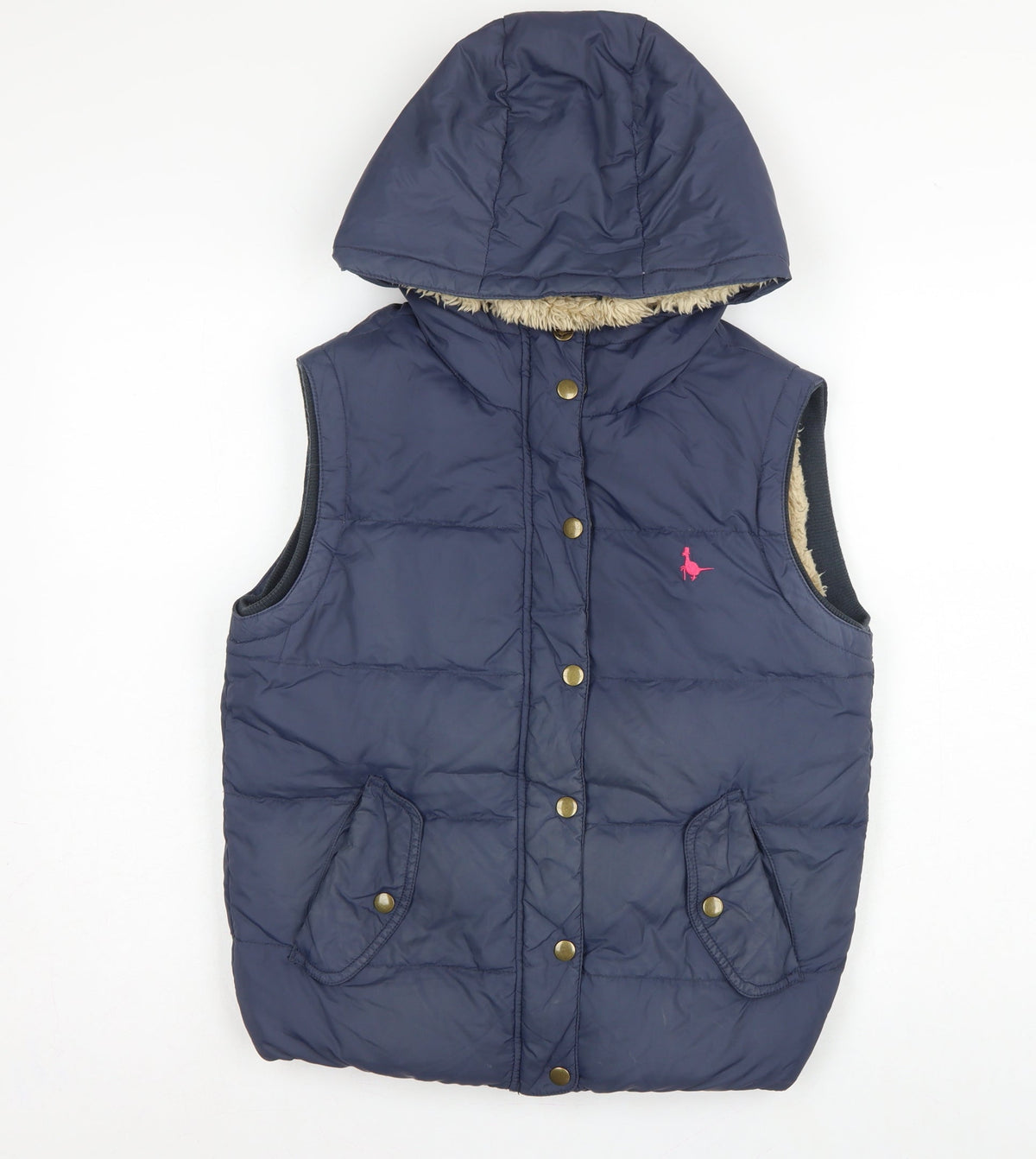 Jack Wills Women Blue UK 10 Hooded Down Puffer Gilet Bodywarmer