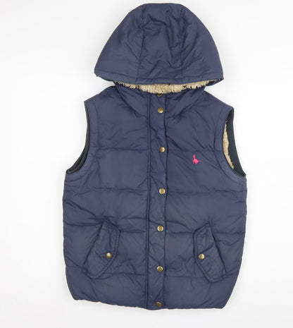 Jack Wills Women Blue UK 10 Hooded Down Puffer Gilet Bodywarmer