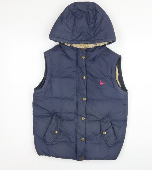 Jack Wills Women Blue UK 10 Hooded Down Puffer Gilet Bodywarmer