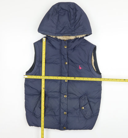 Jack Wills Women Blue UK 10 Hooded Down Puffer Gilet Bodywarmer