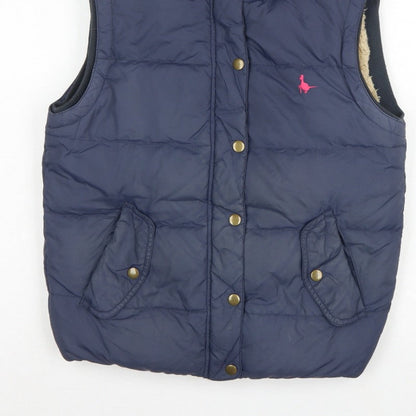 Jack Wills Women Blue UK 10 Hooded Down Puffer Gilet Bodywarmer