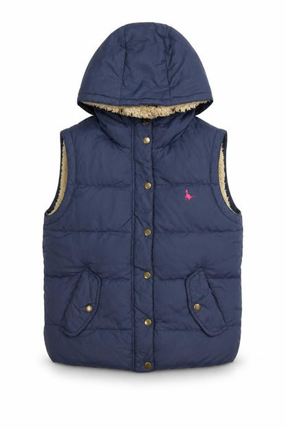 Jack Wills Women Blue UK 10 Hooded Down Puffer Gilet Bodywarmer