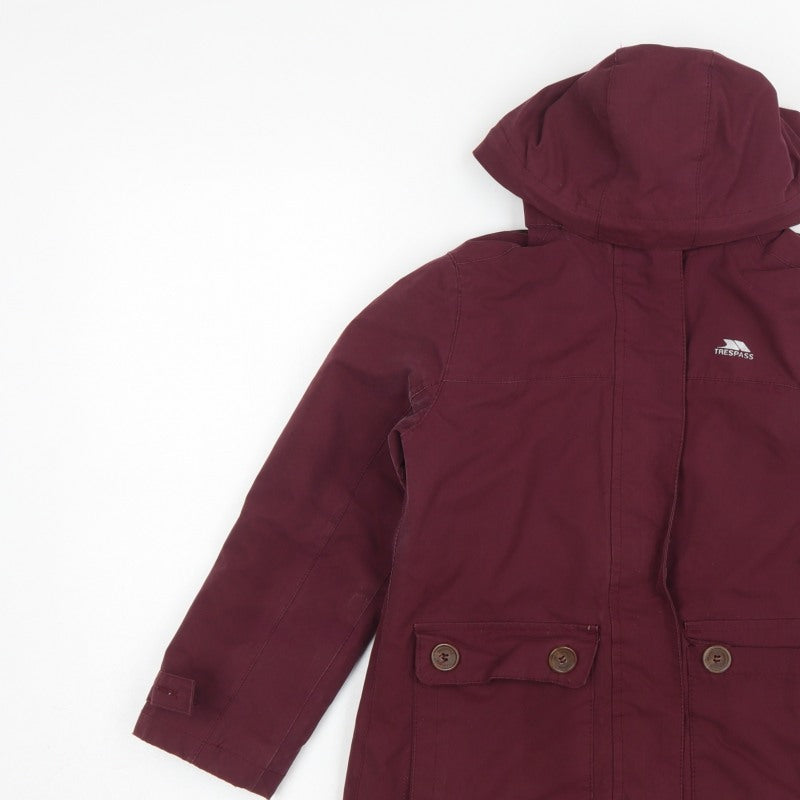 Trespass Girls Red 5-6 Years Parka Coat Hooded Waterproof Insulated