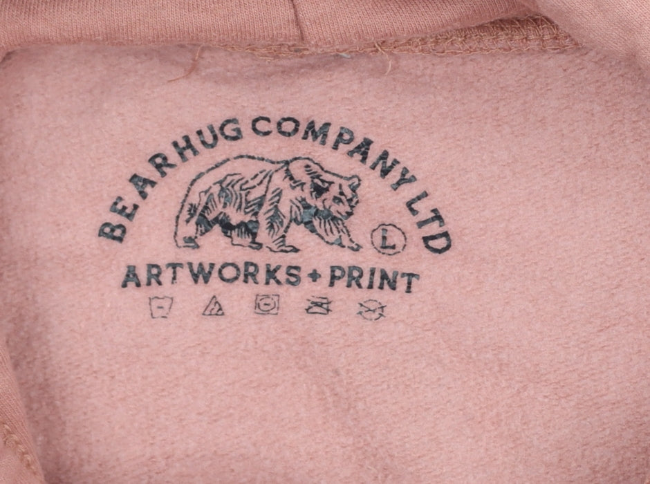 Bearhug Men Pink L Pullover Hoodie Deer Graphic Print Pocket