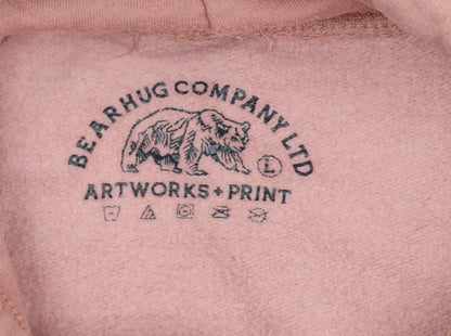 Bearhug Men Pink L Pullover Hoodie Deer Graphic Print Pocket