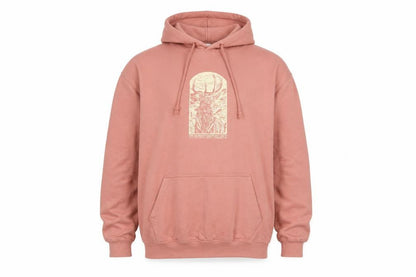 Bearhug Men Pink L Pullover Hoodie Deer Graphic Print Pocket