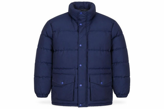 Front view of Atlantic Sport Men's Blue Small Puffer Jacket Quilted Down Insulated
