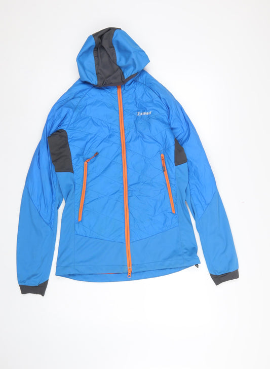 Back view of Simond Men’s Blue S Hooded Puffer Softshell Jacket