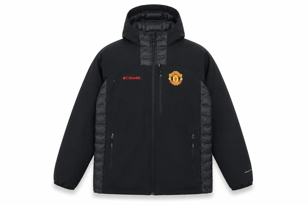Columbia Men Black M Manchester United Omni-Heat Hooded Puffer Jacket