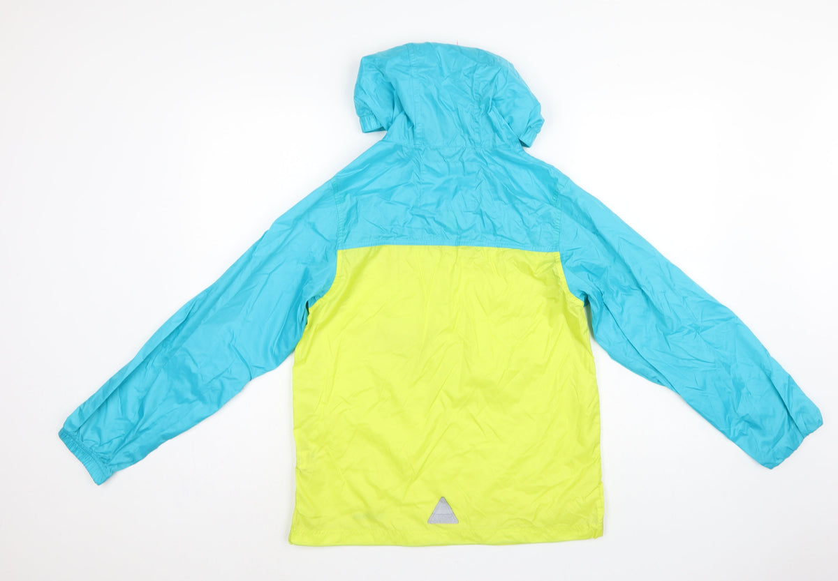 Brand and care label for L.L.Bean Teens Blue Yellow L 14-16 Hooded Anorak Jacket