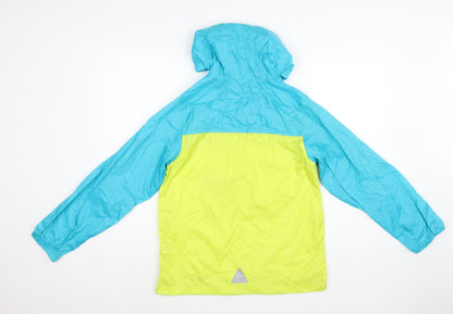 Brand and care label for L.L.Bean Teens Blue Yellow L 14-16 Hooded Anorak Jacket