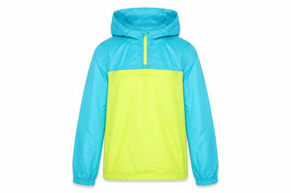 Front view of L.L.Bean Teens Blue Yellow L 14-16 Hooded Anorak Jacket