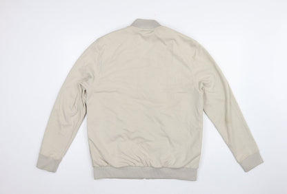 Reiss Men’s Beige L Quilted Padded Bomber Jacket Full Zip
