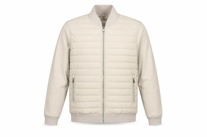 Reiss Men’s Beige L Quilted Padded Bomber Jacket Full Zip