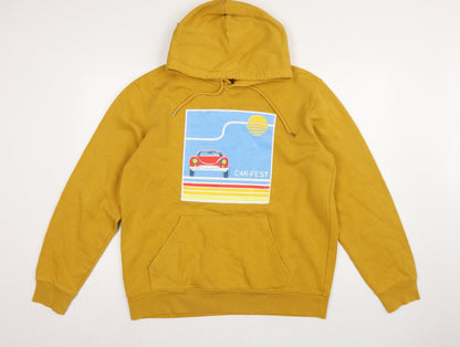 Stanley/Stella Men Yellow M Pullover Hoodie Retro Car Graphic