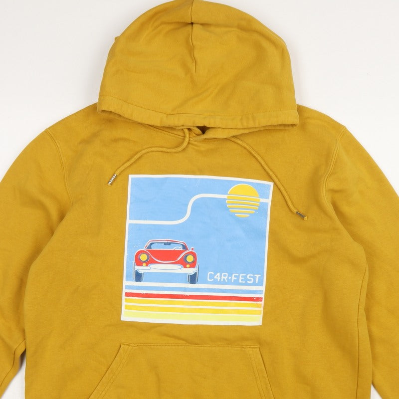 Stanley/Stella Men Yellow M Pullover Hoodie Retro Car Graphic