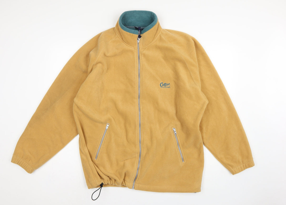Cotton Traders Men’s Yellow Fleece Jacket L Full Zip Outdoor