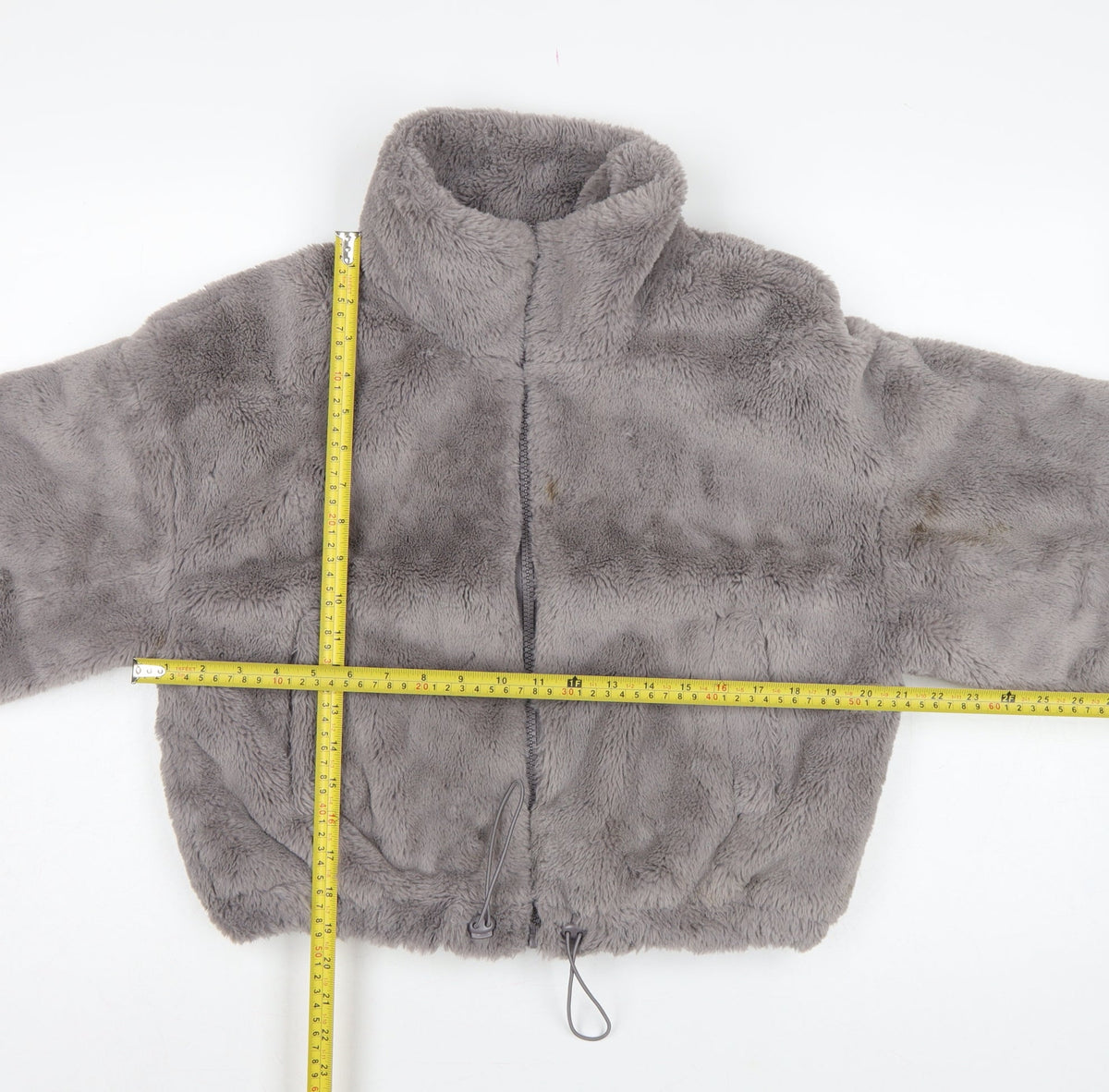 ASOS DESIGN Women's Grey UK 8 Faux Fur Cropped Zip Jacket