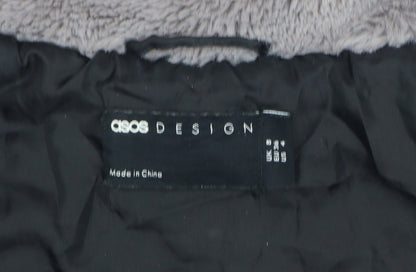 ASOS DESIGN Women's Grey UK 8 Faux Fur Cropped Zip Jacket