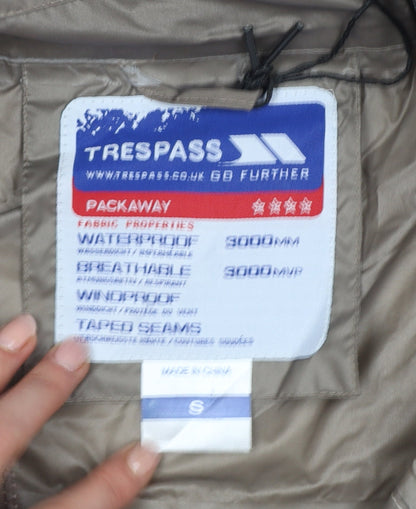 Trespass Men Brown S Waterproof Packaway Rain Jacket Windproof