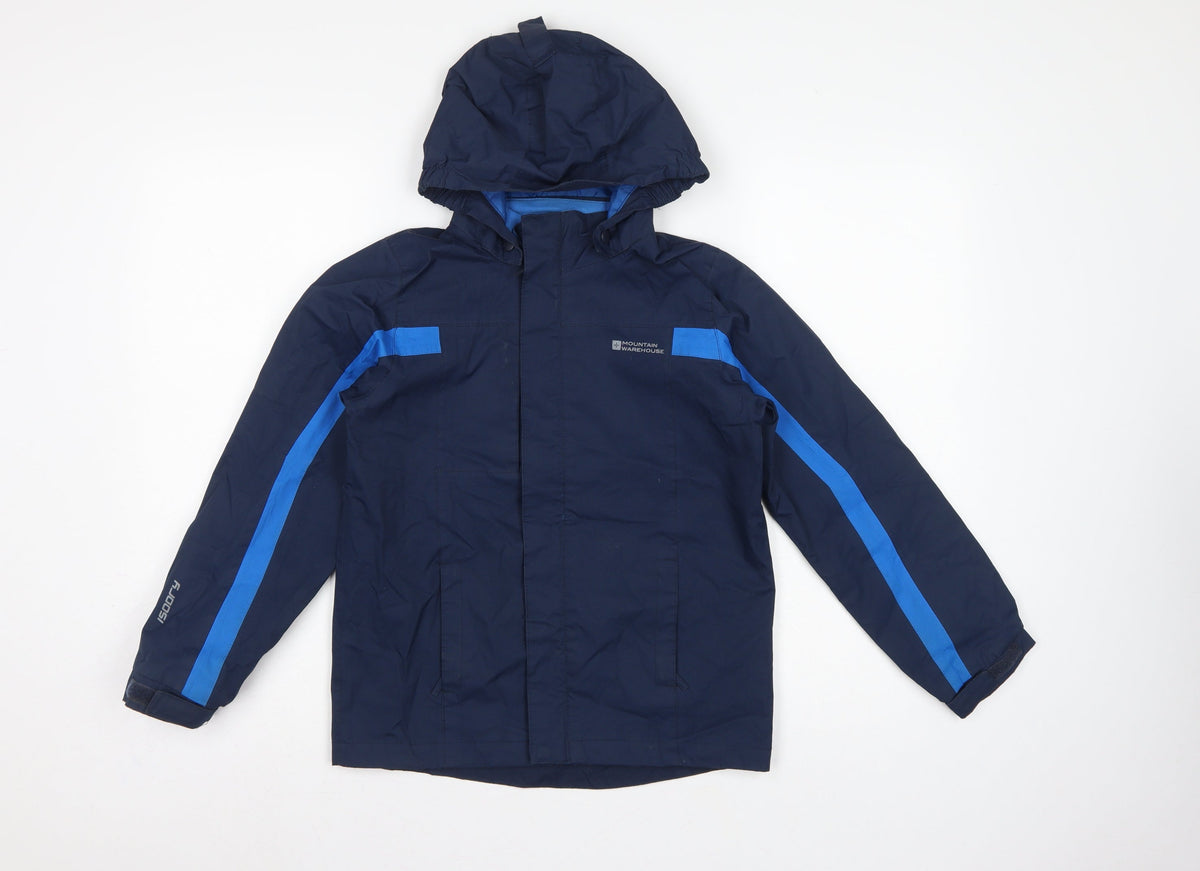 Mountain Warehouse Boys Blue 9-10 Years Waterproof Hooded Rain Jacket